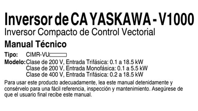Inversor CA YASKAWA V1000